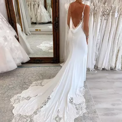 Simple lace boho wedding dresses bridal gowns