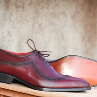 Handmade Men's Burgundy Shoes ,Leather Lace Up Dress Shoes - Thumbnail 1