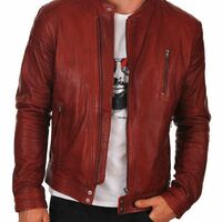 Men Leather Jacket 100% Genuine Lambskin Zipper Leather Jacket - Thumbnail 1