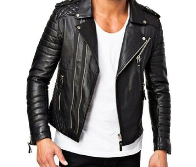 Men Leather Jacket Coat Motorcycle Biker Slim Fit Outwear Jackets
