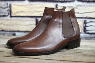 Handmade Leather Brown Chelsea boot, Men Ankle Chelsea boot
