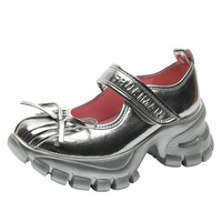 Silver Bowknot Ballet Mary Jane Shoes - Thumbnail 4