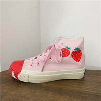 Pink Strawberry High Top Canvas Sneakers - Thumbnail 2