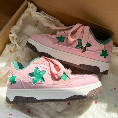 Pink Green Stars Sneakers