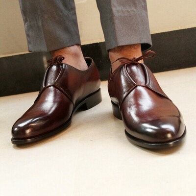 Crafted leather men dark brown lace up dress oxford shoes