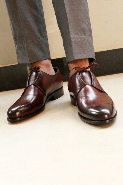 Crafted Leather Men Dark Brown Lace up Dress Oxford Shoes