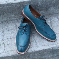 Crafted Leather Dreamed Patina and style Custom Blue Oxford Lace up Dress Shoes - Thumbnail 4