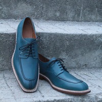 Crafted Leather Dreamed Patina and style Custom Blue Oxford Lace up Dress Shoes - Thumbnail 5
