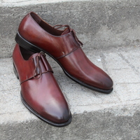 Crafted Leather Handmade Brown Patina Leather Men Oxford Lace up Dress Shoes - Thumbnail 1