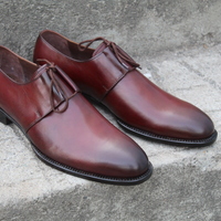 Crafted Leather Handmade Brown Patina Leather Men Oxford Lace up Dress Shoes - Thumbnail 5