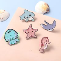 5pcs marine life series brooch shark jellyfish seahorse brooch - Thumbnail 2