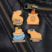 4pcs Be capy brooch cute badge cartoon capybara brooch - Thumbnail 1