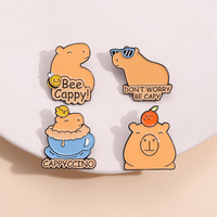 4pcs Be capy brooch cute badge cartoon capybara brooch - Thumbnail 4