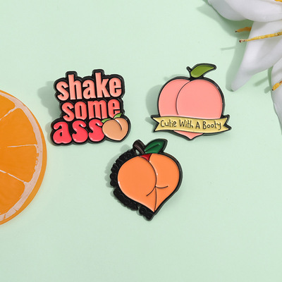 3pcs funky peach brooch cute badge funny brooch