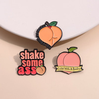 3pcs funky peach brooch cute badge funny brooch - Thumbnail 1