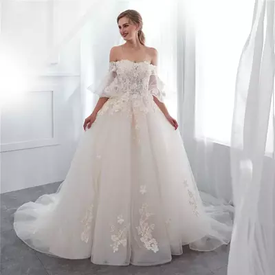 Country dresses bohemian boho lace appliqued bridal gowns long sleeve sweep train beach wedding dress luxury designer boho country bride gowns