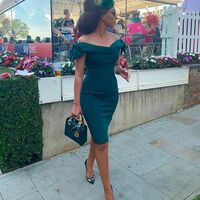 Dark Green Sheath Simple Mother of the Bride/Groom Dress - Thumbnail 1