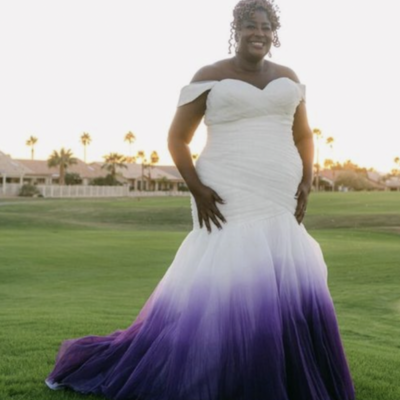 Plus size wedding dresses bridal gown gradient white purple,1030
