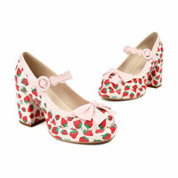 Sweet Strawberry Bowknot Mary Jane High Heels - 3colors - Thumbnail 6