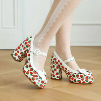 Sweet Strawberry Bowknot Mary Jane High Heels - 3colors - Thumbnail 1