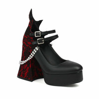 Gothic Lace Splicing Pearl Chain Pumps - Thumbnail 5