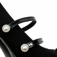 Velvet Bowknot Mary Jane High Heels - Thumbnail 6