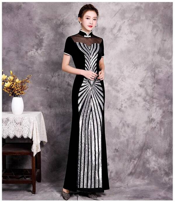 Cheongsam Dresses, Elegant Modern Qipao, Tea Ceremony,Sequin Dresses, Prom dress, gown ball, women dress, Plus Size Dress, over size dress