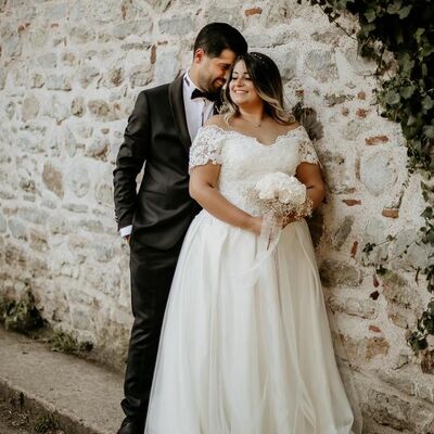 Plus size off the shoulder lace wedding dress bridal gowns