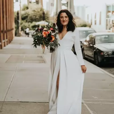 Simple boho beach long sleeve wedding dress bridal gowns