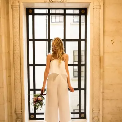 Simple boho beach wedding jumpsut bridal jumpsuit