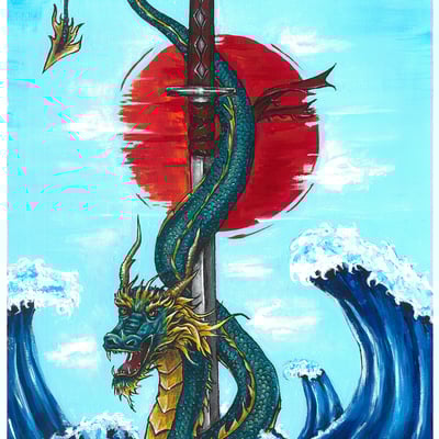 Japanese dragon signed art print