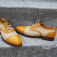 Crafted Leather 3 Loop Oxford Straight-tip, Gillie Spectator Style Lace up Dress Wedding Shoes - Thumbnail 3