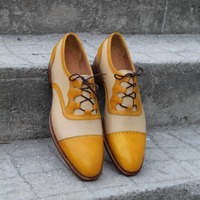 Crafted Leather 3 Loop Oxford Straight-tip, Gillie Spectator Style Lace up Dress Wedding Shoes - Thumbnail 4