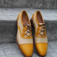 Crafted Leather 3 Loop Oxford Straight-tip, Gillie Spectator Style Lace up Dress Wedding Shoes - Thumbnail 5