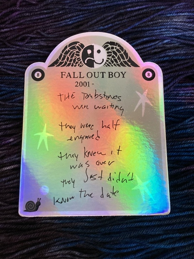 Bang the Doldrums Fall Out Boy Tombstone Sticker