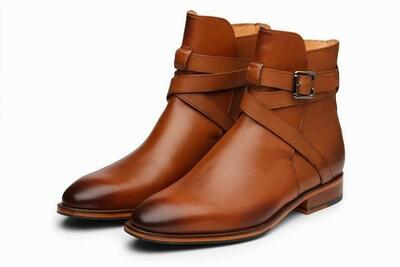 New Handmade Luxurious Calf Leather in a Rich Burnished Tan Bespoke Jodphur Boot