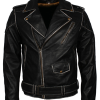 Handmade Men’s Leather Biker Jacket in Black, Slim Fit Fashion Biker Jacket For - Thumbnail 1