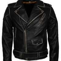 Handmade Men’s Leather Biker Jacket in Black, Slim Fit Fashion Biker Jacket For - Thumbnail 4