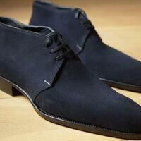Bespoke Mens Handmade Blue Suede Leather Boot - Thumbnail 1