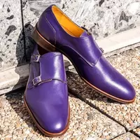 Men's Handmade Purple formal monk Shoes, Men dress shoes Men leather Dress shoes - Thumbnail 4