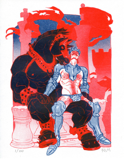 Knight/King 2-color Riso Print