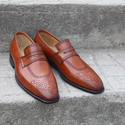  crafted leather classic brown leather loafers dress wedding shoes for men - Thumbnail 3