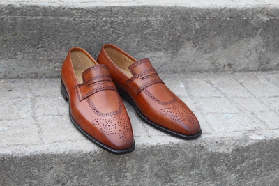  Crafted Leather Classic Brown Leather Loafers Dress Wedding Shoes For Men