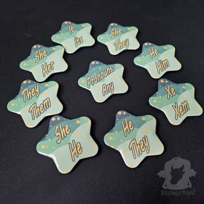 Green Star Pronoun Button 
