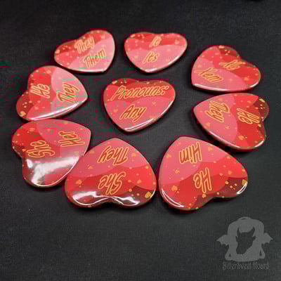 Red heart pronoun button