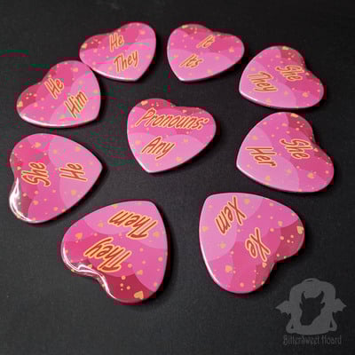 Pink Heart Pronoun Button