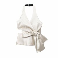 Bow-detailed satin halterneck top - Thumbnail 2