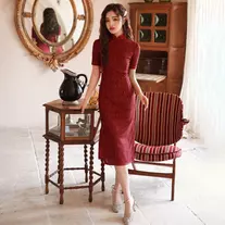  Women dress, prom dress, wedding dress, woman dress, Qipao dress, red dress, Qipao dress, celebration dress, bridal dress