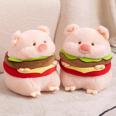 Funny hamburger pig plush toy
