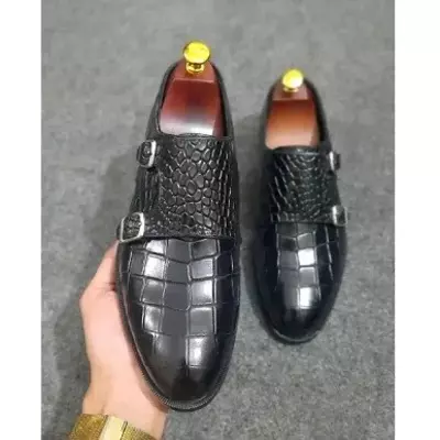 Handmade men black crocodile texture loafer shoes, tassel loafer shoes,